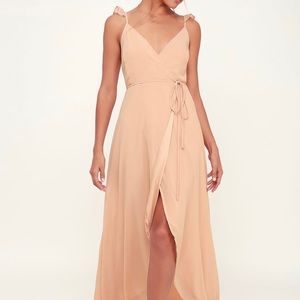 Lulu’s Blush Pink High-Low Wrap Dress